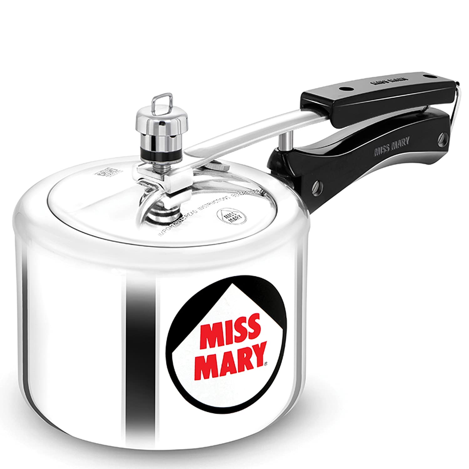 Hawkins Aluminium 2 Litre Miss Mary Pressure Cooker, Small Inner Lid Cooker, Silver (Mm20)